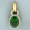 Tsavorite And Diamond Pendant In 14k Yellow Gold