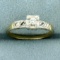 Vintage Diamond Solitaire Promise Or Engagement Ring In 14k Yellow And White Gold