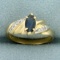 Vintage Sapphire And Diamond Ring In 14k Yellow Gold