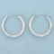 Diamond Cut Sandblast Finish Hoop Earrings In 14k White Gold
