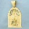Large Ruby Virgin Mary Pendant In 10k Yellow Gold