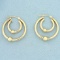 Double Hoop Ball Bead Earrings In 14k Yellow Gold