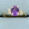 Amethyst And Diamond Ring In 14k Yellow Gold