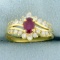 Ruby And Diamond Ring In 18k Yellow Gold
