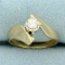 Solitaire Diamond Engagement Ring In 14k Yellow Gold