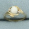 Akoya Pearl And Diamond Ring In 14k Yellow Gold