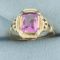 Vintage Lab Pink Sapphire Ring In 10k Yellow Gold
