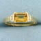 Citrine And Diamond Ring In 10k Yellow Gold