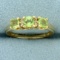 Peridot And Diamond Ring In 10k Yellow Gold