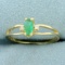 Natural Emerald And Diamond Ring In 14k Yellow Gold