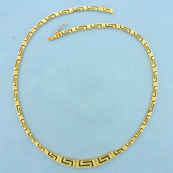 16 Inch Greek Key Graduated Necklace In 14k Yellow Gold