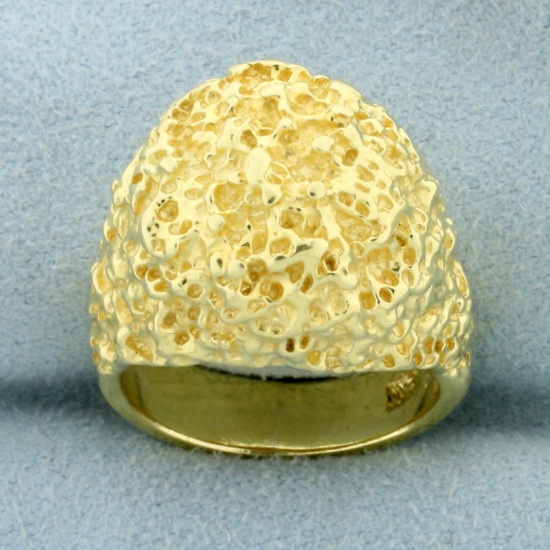 Nugget Style Dome Ring In 18k Yellow Gold