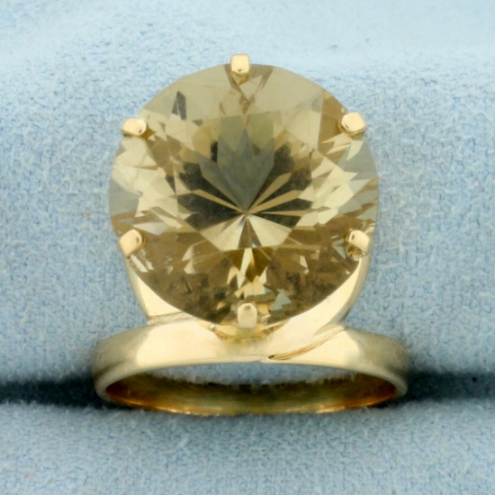 13ct Smoky Topaz Solitaire Statement Ring In 14k Yellow Gold