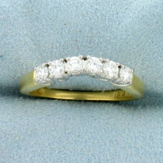 1/2ct Tw Diamond Curved Wedding Band Ring In 18k Yellow Gold And Platinum