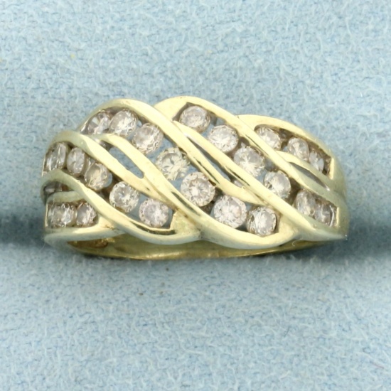 1ct Tw Channel Set Champagne Diamond Ring In 10k Yellow Gold