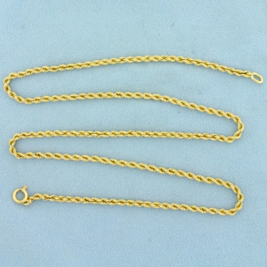 20 Inch Rope Style Chain Necklace In 18k Yellow Gold