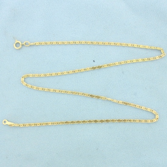 16 Inch Scroll Link Chain Necklace In 14k Yellow Gold