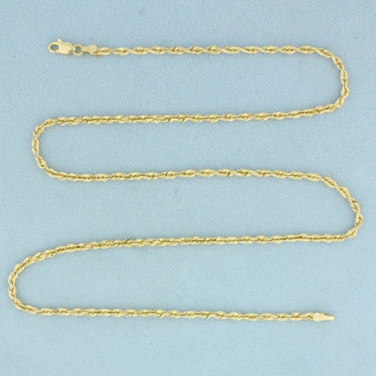 20 Inch Rope Link Chain Necklace In 14k Yellow Gold