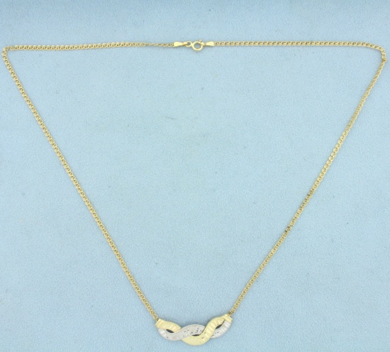 Diamond Cut Two Tone Pendant On Chain In 10k Yellow And White Gold