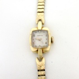 Antique 14k Solid Gold Case Woman's Hamilton Windup Wristwatch In 14k Yellow Gold