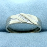 Mens Vintage Diamond Wedding Band Ring In 10k White Gold