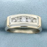 Mens Diamond Wedding Band Ring In 10k Yellow And White Gold