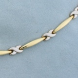 Two Tone Designer Link Bracelet In 14k Yellow And White Gold