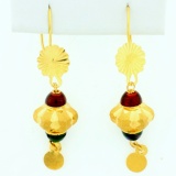 Designer Dangle Earrings In 21k Yellow Gold