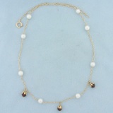 Ruby And Pearl Necklace In 14k Yellow Gold