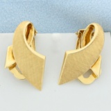 Ribbon Design Earrings In 18k Yellow Gold