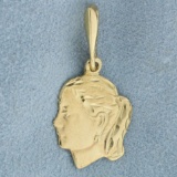 Girl Silhouette Pendant In 14k Yellow Gold