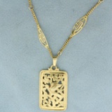 Designer Ming's Art Deco Bird Necklace In 14k Yellow Gold