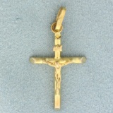 Italian Made Crucifix Pendant In 14k Yellow Gold