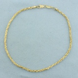 Twisting Tinsel Link Chain Anklet In 14k Yellow Gold