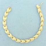 Diamond Cut Designer Link Bracelet In 14k Yellow Gold