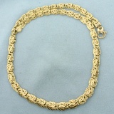 Italian Made Graduated Byzantine Link Chain Necklace In 14k Yellow Gold