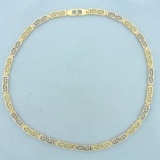 Greek Key Two Tone 18 Inch Necklace In 14k Yellow And White Gold