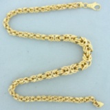 Italian Made Graduated Byzantine Link Necklace In 14k Yellow Gold