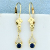 Sapphire Dangle Earrings In 14k Yellow Gold