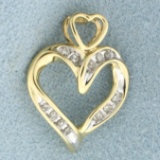 Diamond Heart Pendant In 10k Yellow And White Gold