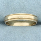 Mens Milgrain Beaded Edge Wedding Band Ring In 14k Yellow Gold