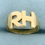 Vintage Monogram Rh Ring In 14k Yellow Gold