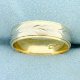Two Tone Flower Nature Design Wedding Band Ring In 14k Yellow And White Gold
