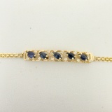 Sapphire And Diamond Bar Bracelet In 14k Yellow Gold
