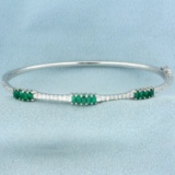 2ct Tw Emerald And Diamond Bangle Bracelet In 18k White Gold