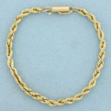 French Rope Link Chain Bracelet In 14k Yellow Gold