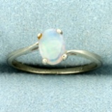 Opal Solitaire Ring In 14k White Gold