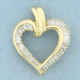 1ct Tw Baguette Diamond Heart Pendant In 14k Yellow Gold