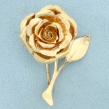 Rose Pin Or Brooch In 14k Yellow Gold