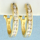 1ct Tw Diamond Hoop Earrings In 14k Yellow Gold